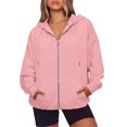 thumbnail image 2 of Resicozy Zip Up Hoodie Women Oversized Y2K Hoodies Casual Long Sleeve Sweatshirts Fall Spring Track Jackets with Pockets 2026 Pink 3XL, 2 of 5