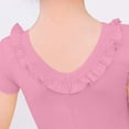 thumbnail image 4 of BFHHYA Girls Ballet Leotards Round Neck Ruffle Trim Short Sleeve Ballet Dance Solid Color Bodysuits for Girls 3-15 Years, 4 of 4