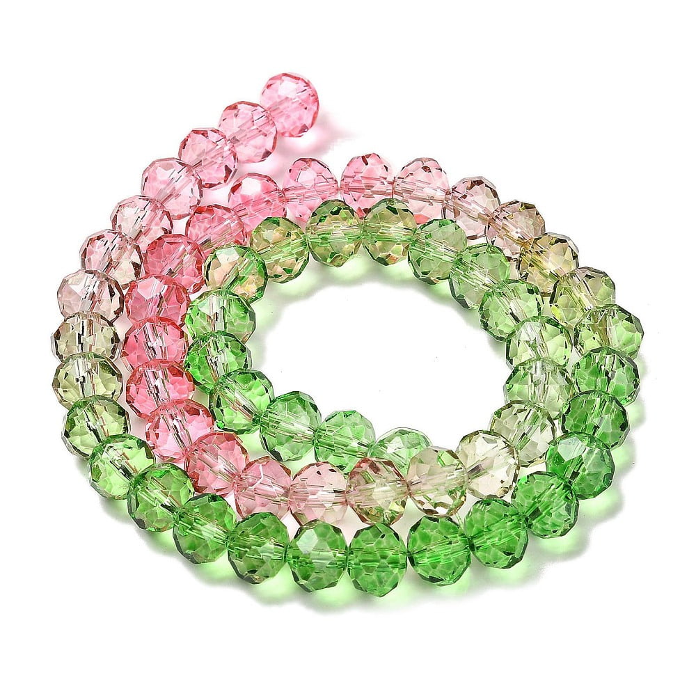 Transparent Painted Glass Beads Strands Faceted Rondelle Colorful 8x6.5mm Hole: 1mm about 63pcs/strand 16.14''(41cm)