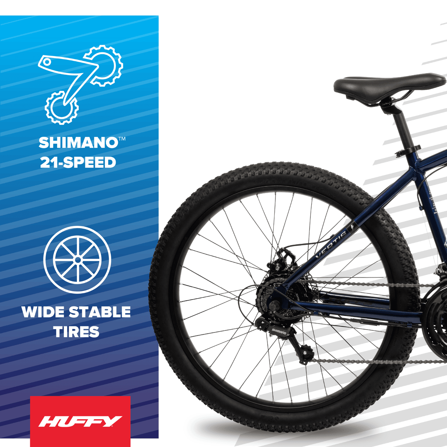 Huffy 27.5" Vertis Electric Mountain Bike, Fits Riders 60"+, Blue, Adult, Unisex