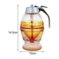 thumbnail image 5 of Dengjunhu Honey Dispenser No Drip Glass - Maple Syrup Dispenser Glass - Beautiful Honey Comb Shaped Honey Pot - Honey Jar with Stand, Great Bee Decor, 5 of 7