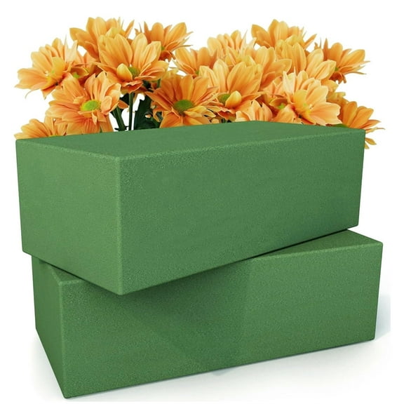 QZS 2Pack Premium Floral Foam Material Bricks,Florist Flower Foam Blocks,Dry or Wet Green Plant Foam for Flower Arrangements,for Flower Craft Art Supplies Wedding Home Decor 9"X4"X3"