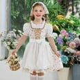 thumbnail image 2 of SERTG Girls Oktoberfest Maid-Style Set 3-Piece Cottagecore Print Dress + Head Scarf and Apron Cultural Theme Dress-Up Skirt Outfit for Kids 4-13 Years(White,5-6 Years), 2 of 9