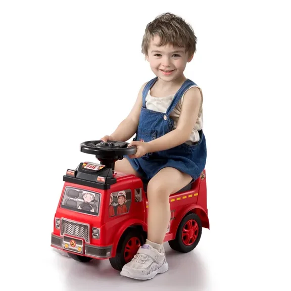 Red Ride On Push Car for Toddlers Ages 1-3,Classic Sit to Stand Racer Toy with Music Steering Wheel and Under Seat Storage for Boys and Girls
