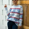thumbnail image 2 of Pull de Noël pour Dames, Blouse Mi-Longue Ample, Cardigan Tricoté à Col Rond, Pull de Mode, Imprimé Graphique, Manches Longues, Chaud, 2 of 6