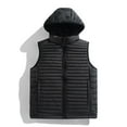thumbnail image 6 of Zedker Men's Hooded Puffer Vest Winter Thermal Full Zip Sleeveless Down Jacket Causal Solid Color Warm Outerwear with Pockets Black XXL, 6 of 6
