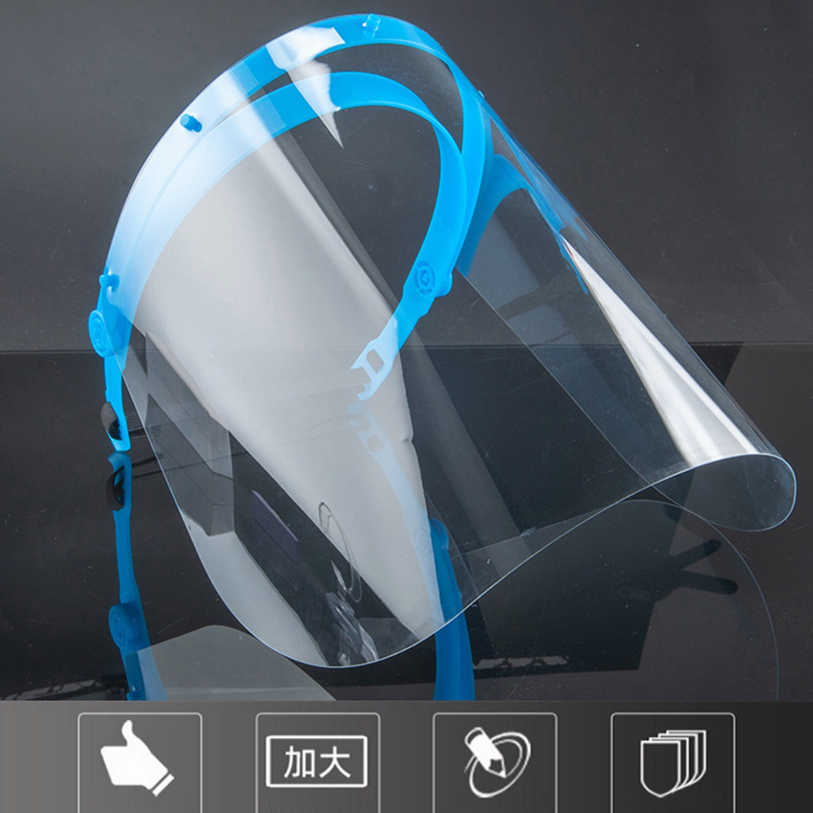 Anti-Fog Face Shield with 10 Replaceable Films - Adjustable Safety Visor, Reusable Face Shield for Healthcare, Work, School - Clear Protective Shield for Eyes, Nose & Mouth Protection