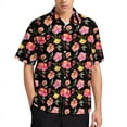 thumbnail image 3 of Camisas casuales con estampado completo de rosas en 3D y flores para hombre, camisas y blusas hawaianas de manga corta con botones para playa, ropa de calle de verano, 3 of 5