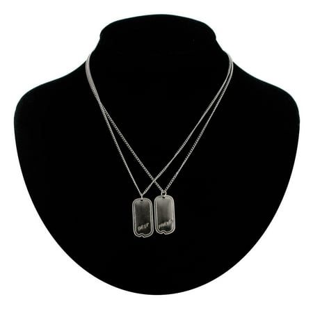 - BFF Best Friends Pendant Necklaces Dog Tag Military Style Silver Tone Set 2