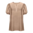 thumbnail image 5 of Womens Shirts Plus Size Fashion V Neck Short Sleeve Button Tops Dressy Casual Blouses Summer Clothes, 5 of 7