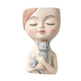 thumbnail image 5 of Head Planter Pots Cute Resin Face Flower Pot with Drainage Creative Decorations, Gift for Women, Man, Office and Garden Decor White Cat, 5 of 10