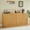 59.0"L + Natural, variant on Modern Wavy Sideboard with 4 Doors - Curved Contour Storage Cabinet for Kitchen, Bedroom & Living Room,Walnut