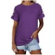 thumbnail image 2 of Fiudx Ofertas Relámpago Top de Cuello Redondo de Manga Corta Suelto Estampado Casual para Mujer, 2 of 6