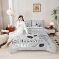thumbnail image 4 of Castle Fairy Children Teens Adults Eat Sleep Ice Hockey Bedding Comforter Set 2pcs,Black Grey Twin Comforter Sets Microfiber,Sport Gamer Breathable Bedding Set,Ultra Soft Home Decor,Reversible, 4 of 8