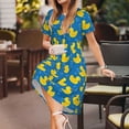 thumbnail image 3 of Easygdp Rubber Duck para Vestido Transpirable de Mujer, Vestido Suelto de Manga Corta con Pliegues y Bolsillos para el Verano, 3 of 6