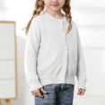 thumbnail image 2 of Girls White Cotton Cardigan | Button Front Long Sleeve Sweater for Kids Kids, Soft Crewneck Knit Top with Ribbed Cuffs,Size 1-2 T, 2 of 7
