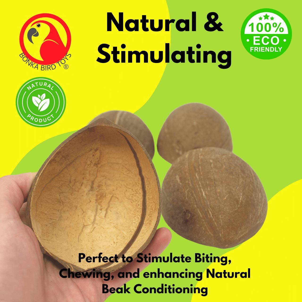 Bonka Bird Toys 1031 Pk4 Half Shell Coconuts Craft Part Parrot Cage Toy