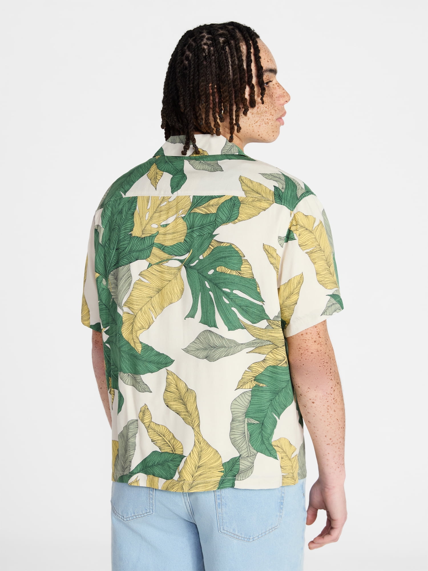 No Boundaries Rayon Shirt with Short Sleeves, Men's and Big & Tall XS-4XLT