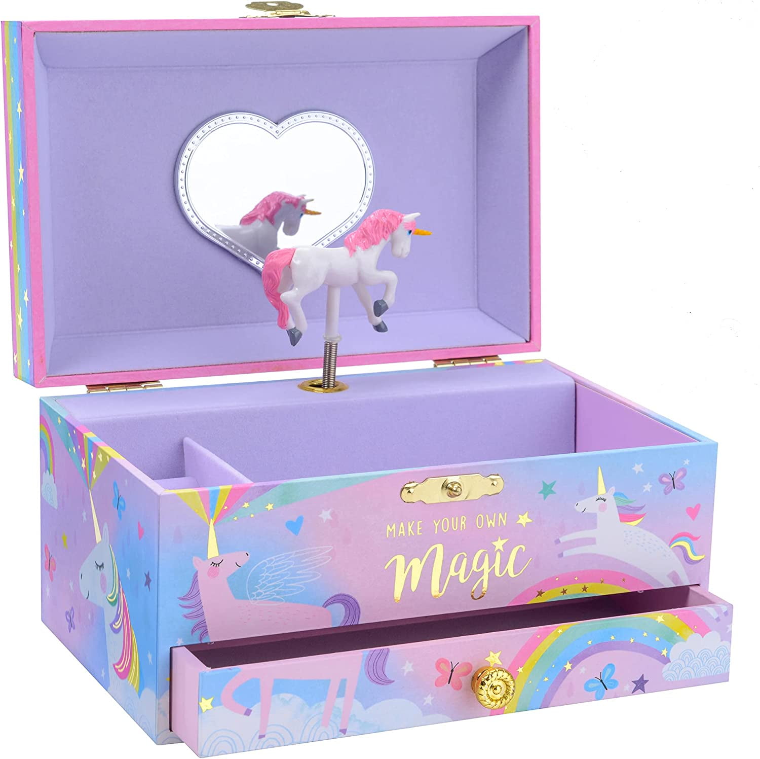 Jewelkeeper Girl's Musical Jewelry Storage Box with Pullout Drawer
