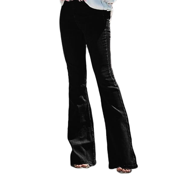 IUYRTFE Women's Mid Waist Flare Denim Jeans Slim Fit Bootcut Stretch Pants with Pockets