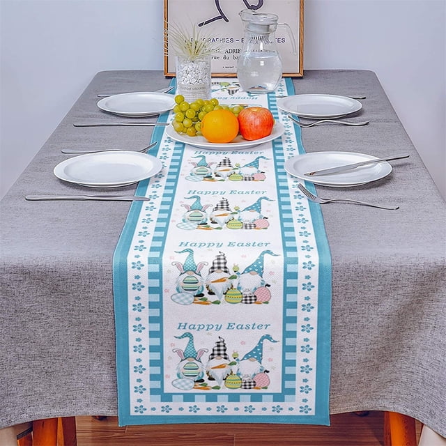 Mohdy Tissu de Pâques Polyester-Coton Imprimé Chemin/nappe de Table (33x178) Rouge Rouge Rouge, Créatif Drapeau de Table Imprimé Polyester-Coton de Pâques Décoration de Table, Matériau:Tissu