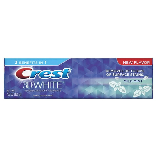Crest 3D White Whitening Toothpaste, Mild Mint, 4.8 oz