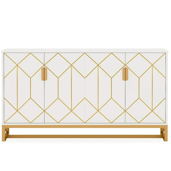 Yardi Yarda 59" Modern Sideboard Buffet Kitchen Storage Cabinet with Doors, White