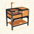 thumbnail image 3 of Tortoise Habitat Wooden Tortoise Enclosure with Shelf Storage, Weather Protection, Indoor, Yellow, 3 of 6