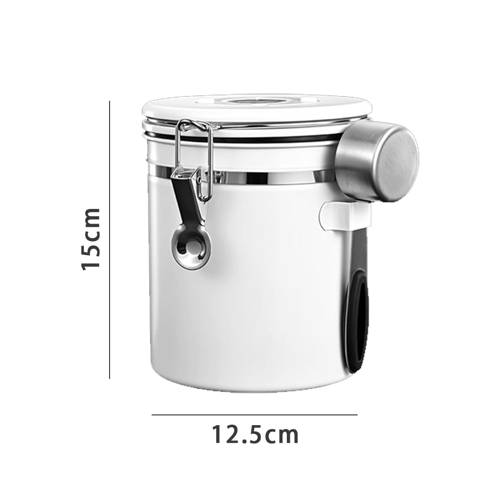 Coffee Canister for ground coffee with Transparent Window,Date Tracker,Scoop,304 StainlCGJ-0518- Steel Kitchen Food Airtight storage container for Coffee Beans or Grounds, Tea, Sugar