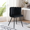 thumbnail image 3 of Clipop Living Room Barrel Accent Chair, Modern Velvet Scalloped Silhouette Chair, for Kitchen,Black, 3 of 9