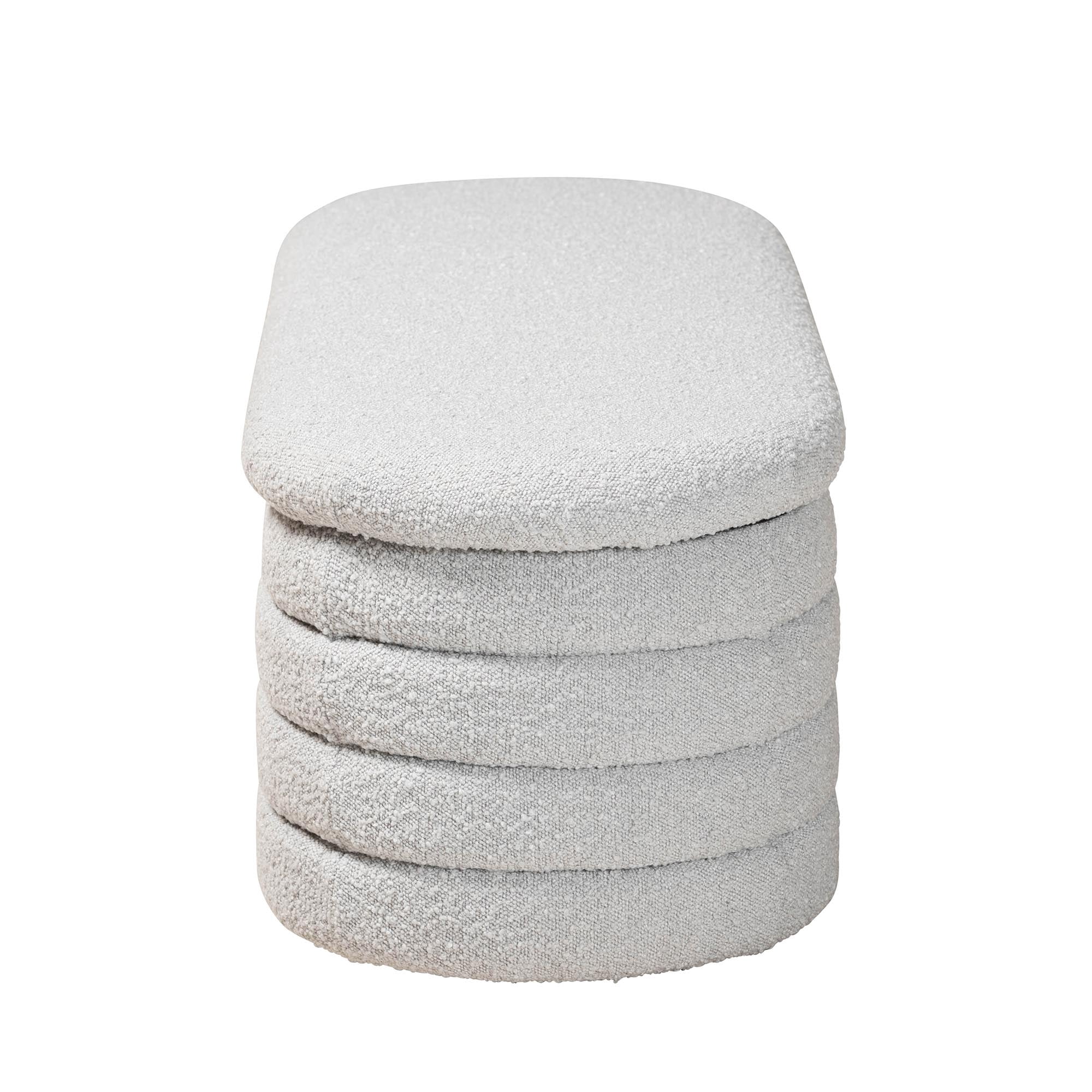 Baxton Studio Betiana Modern Japandi Light Grey Boucle Fabric and Walnut Brown Finished Wood Storage Bench