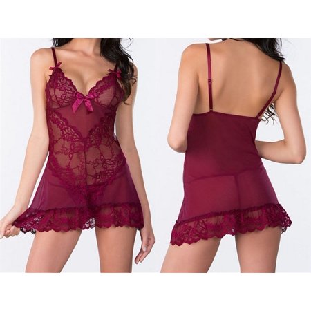

Women Sexy Lingerie Black Lace Dress G-string Underwear Babydoll Sleepwear Sets