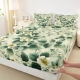 thumbnail image 3 of Manfei Girls Chic Floral Blossoms 4pcs Bed Sheets,Spring Graden King Sheets,Green White Super Cozy Sheet Set,Breathable Home Decor, 3 of 7