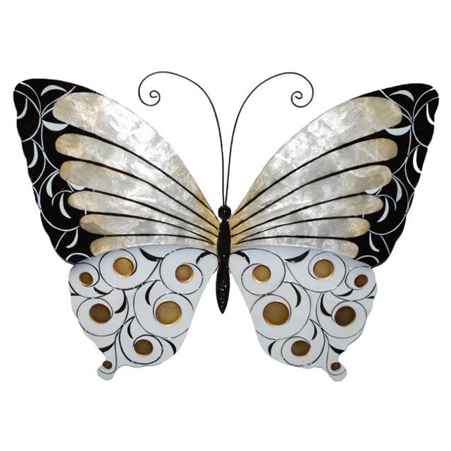 Eangee Home Design esh172 Papillon de Mur avec Perle Noire & Or