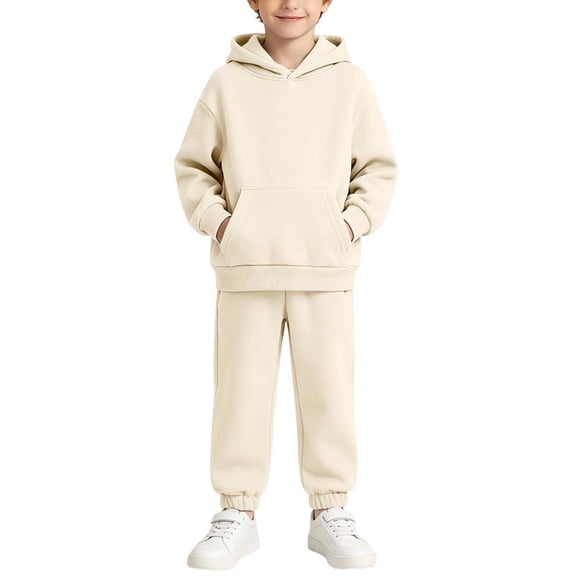 Edvintorg Boy Outfits Long Sleeve Workout Hooded Sweatshirt and Sweatpant with Pocket Cotton 2 Piece Sets for Boys Size 1-13