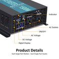thumbnail image 2 of WZRELB 1500W 48V 120V Pure Sine Wave Power Inverter with 2 AC Outlets,Car Inverter, 2 of 6