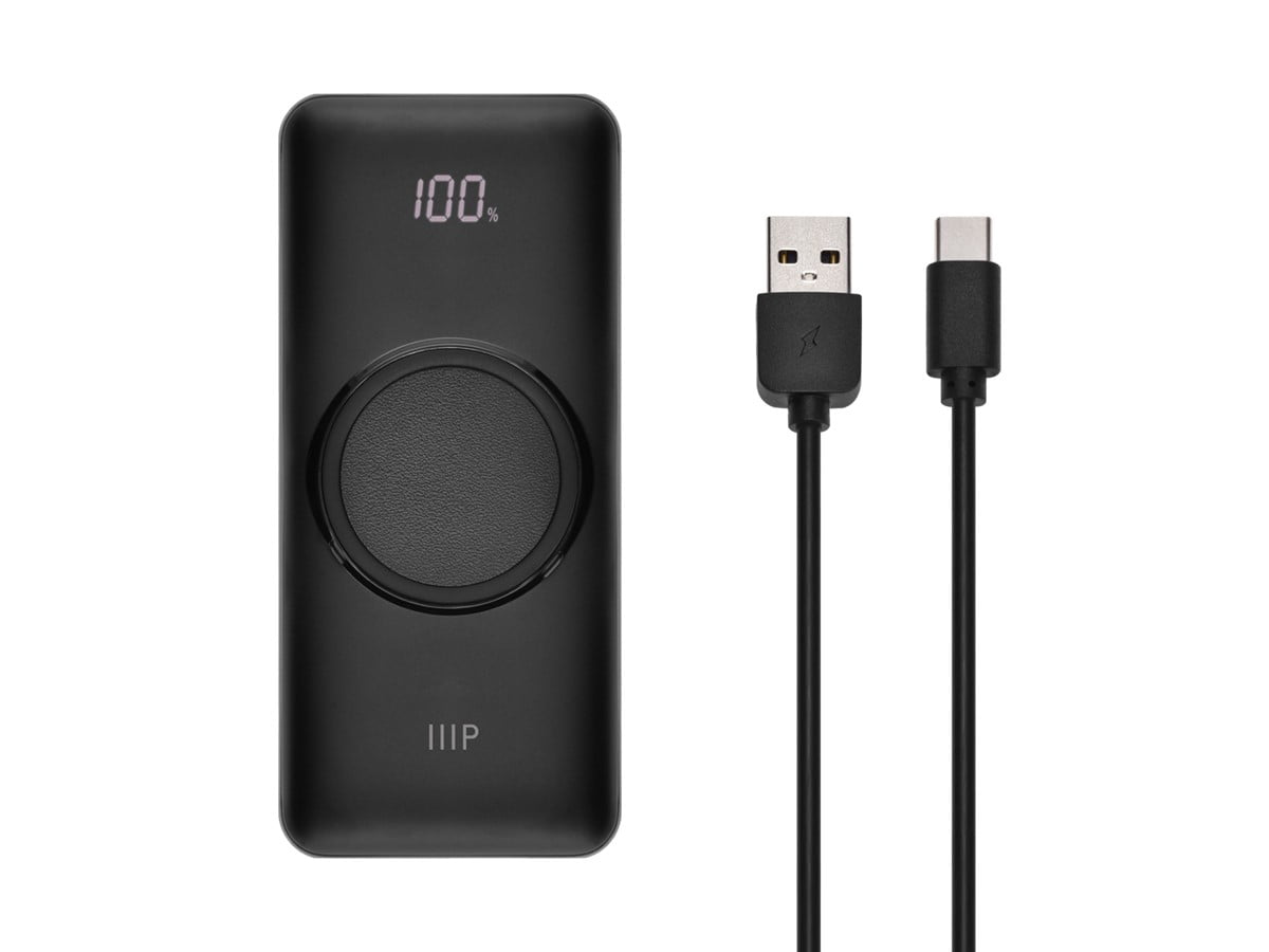 Monoprice 20,000 mAh Power Bank with Wireless Charging, PD 20W and QC 3.0 Fast Charging, Built-In Digital LCD Display, Charge Up to 5 Devices Simultaneously, For iPhone and Android Devices