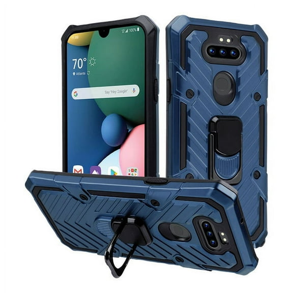 LG K31 /Aristo 5 /Fortune 3/Risio 4 Phone Case Impact Resistant Defender Metal Ring Kickstand Magnetic Support Armor Hybrid Heavy Duty Rugged BLUE Cover for LG Aristo 5,LG K31,LG Fortune 3,LG Risio 4