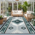 Aztec Southwestern Area Rug, Ethnic Tribal Style Geometric Turquoise ...