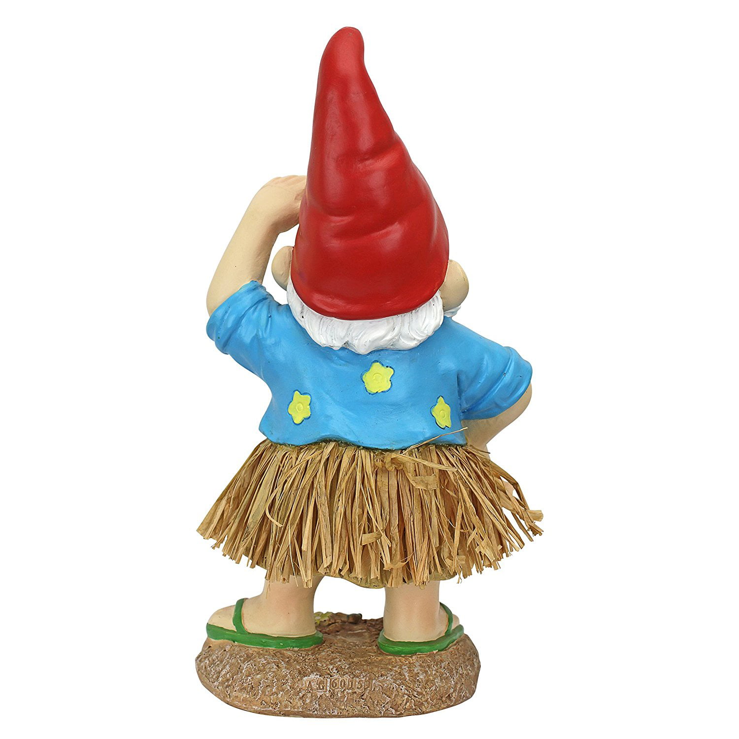 Garden Gnome Statue in Hula Skirt ~ Hawaiian Pool Sculpture Luau Beach Figurine 840798114936 