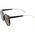 thumbnail image 3 of Women's Oversize Round Cat Eye Sunglasses Mirrored Lens 55mm (Black / Purple Mirror), 3 of 4
