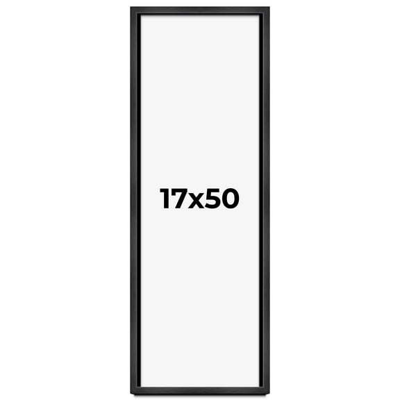 17x50 Frame Black Charcoal Grey Wood Textured Picture Frame | 0.75 Inch Moulding Width | Gunmetal