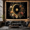 thumbnail image 6 of Golden Crescent Moon and Sun in a Floral Wreath, Dreamy Celestial for Night Sky Enthusiasts, Botanical Wall Art, Birthday Gift, Tapestry Wall Hanging for Bedroom and Living Room, 6 of 7
