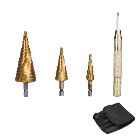 

Step Drill Bits High Speed Steel Spiral Groove Barb Milling Cutter with Center Punch 4‑32mm