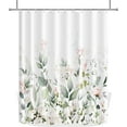 thumbnail image 4 of Blomming Bright Blush Pink White Floral Shower Curtain, Watercolor Green Leaves Plant Bathroom Decoration Shower Curtain Sets 71x71 Inch with Hooks, 4 of 6