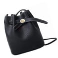 thumbnail image 5 of Women Bucket Bag Large Capacity Pure Color Fine Stitching Casual PU Shoulder Bag Black Free Size, 5 of 8