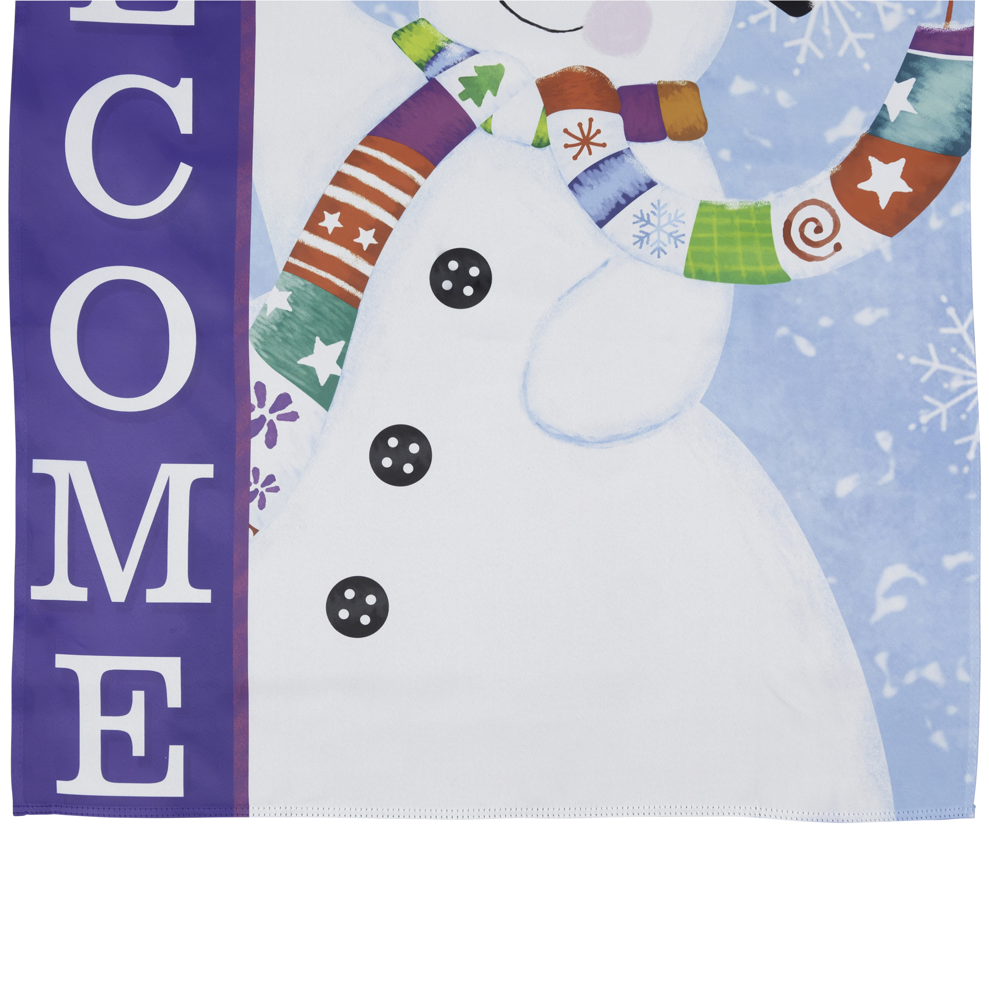 Blue and White Happy Snowman Welcome Outdoor House Flag 28" x 40"