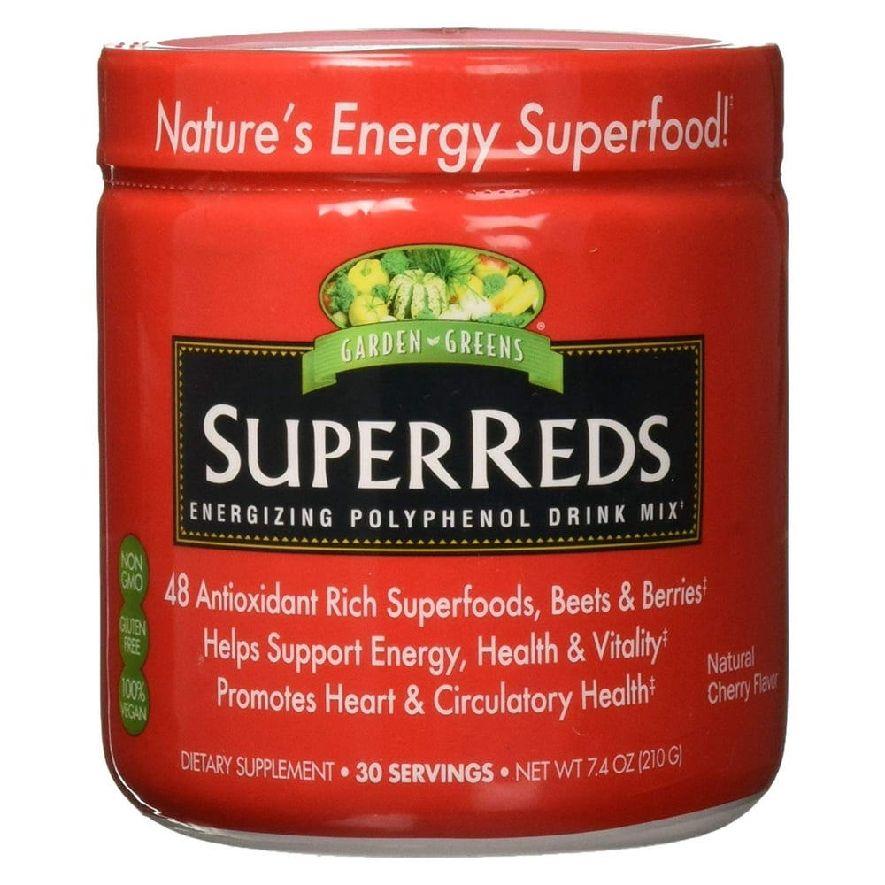 Garden Greens Super Reds Energizing Polyphenol Superfoods, Antioxidants, Powder Drink Mix, 30