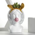 thumbnail image 5 of Maceta de niña con burbujas que soplan, jarrón seco, adornos para decoración del hogar, estatua artística de mesa, estatua de jarrón con cabeza divertida, maceta para niña, 5 of 5