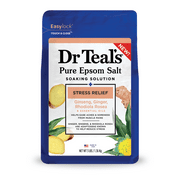 Dr Teal's Pure Epsom Salt Soak, Stress Relief with Ginseng & Ginger Essential Oils, 3 lb